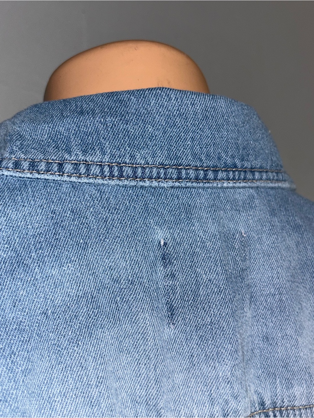 Cropped Light Blue Denim Jacket - Short Sleeve Jean Jacket - Picture 7 of 11